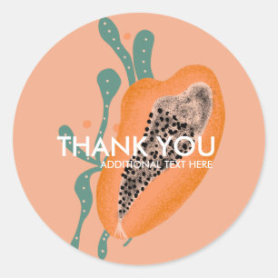 Papaya Tropisches Frucht Abstrakt Danke Runder Aufkleber