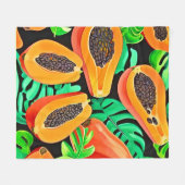 Papaya und Blätter Neues Muster Fleecedecke (Vorderseite (Horizontal))
