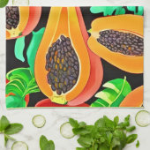 Papaya und Blätter Neues Muster Geschirrtuch (Gefaltet)