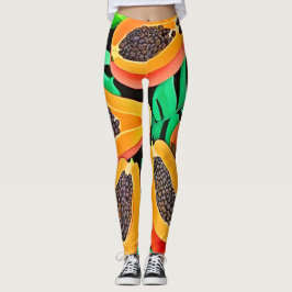 Papaya und Blätter Neues Muster Leggings