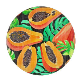 Papaya und Blätter Neues Muster Schneidebrett