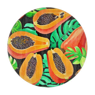 Papaya und Blätter Neues Muster Schneidebrett