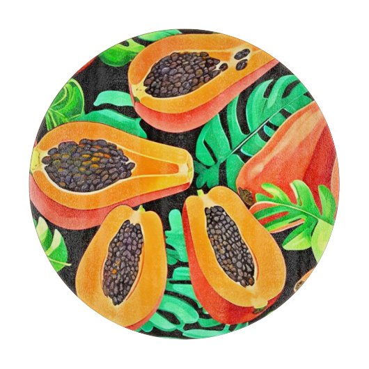 Papaya und Blätter Neues Muster Schneidebrett (Vorderseite)