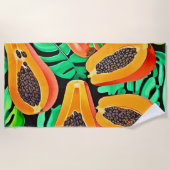 Papaya und Blätter Neues Muster Strandtuch (Vorderseite)