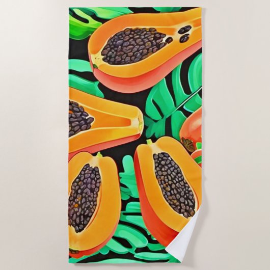 Papaya und Blätter Neues Muster Strandtuch (Vorderseite)