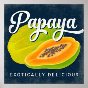 Papaya Vintage Frucht Label Poster