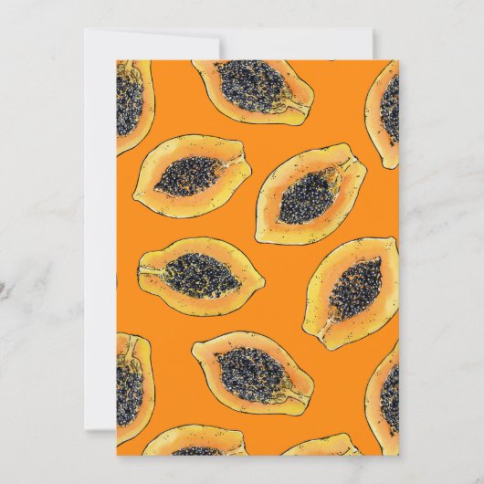Papayastücke auf Orange (Vorderseite)