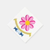 Papayeitrinde, rosa Blume Gold Kettenfisch Serviette (Ecke)