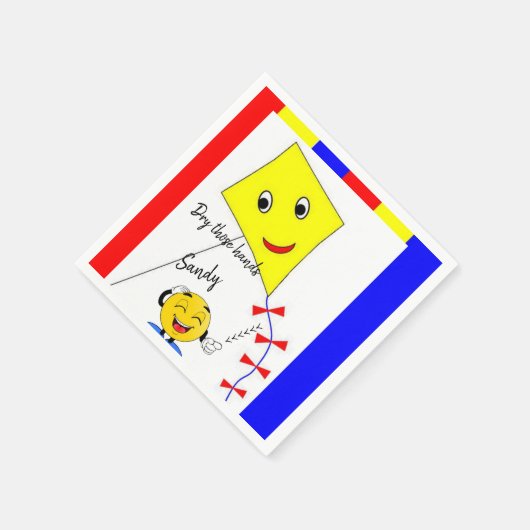 Papaykatzen, gelber Drachen Serviette (Ecke)