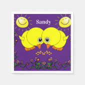 Papaykatzen, Lila, gelbe Chicks, blühende Sonne Serviette (Vorderseite)