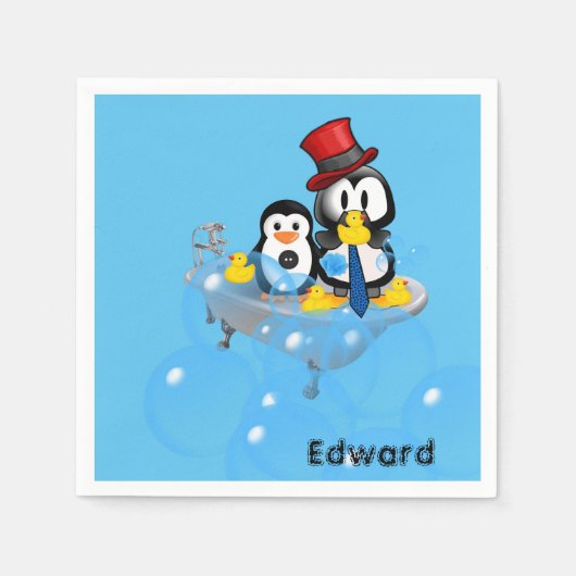 Papaykatzen, Pinguinblase, Gelbe Enten Serviette (Vorderseite)