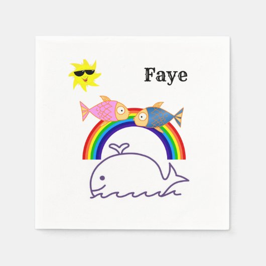 Papaykatzen, Regenbogen-Sonnenwal Serviette (Vorderseite)