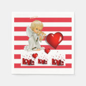 Papeete Napkins, Red & White Strip Baby Angel Serviette (Vorderseite)