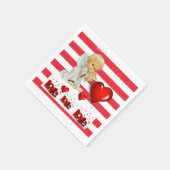 Papeete Napkins, Red & White Strip Baby Angel Serviette (Ecke)