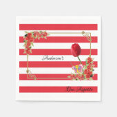 Papeete Napkins, Rot und Weiße Streifen Serviette (Vorderseite)