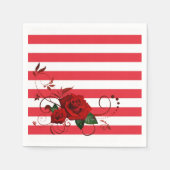 Papeete Napkins, Rote und Weiße Streifen Rote Rose Serviette (Vorderseite)