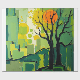 Papel de Presente com paisagem verde Geschenkpapier