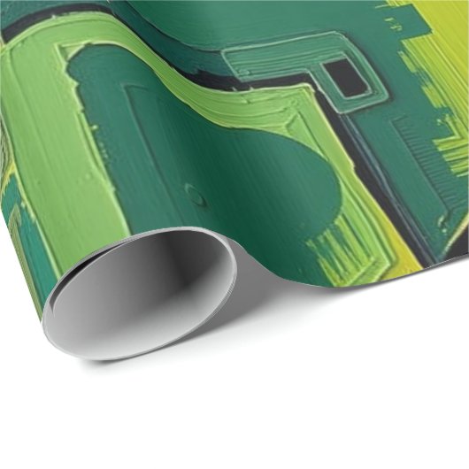 Papel de Presente com paisagem verde Geschenkpapier (Rolleneckpunkt)