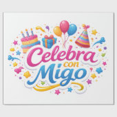 Papel de Regalo con Diseño “Celebra Conmigo” | Env Geschenkpapier (Flach)