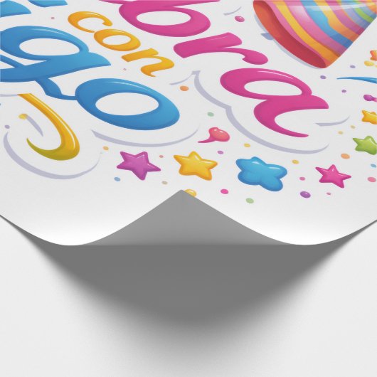 Papel de Regalo con Diseño “Celebra Conmigo” | Env Geschenkpapier (Ecke)