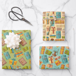 Papel de regalo con estampado de regalitos geschenkpapier set