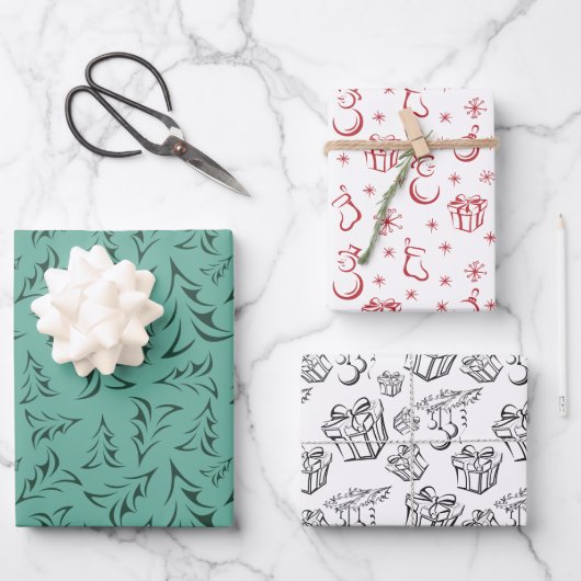 Papel de regalo con motivos navideños geschenkpapier set (Vorderseite)