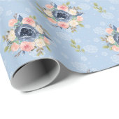Papel De Regalo elegant flowers blue and pink Geschenkpapier (Rolleneckpunkt)