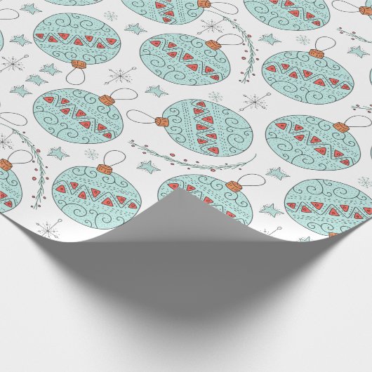 Papel de regalo navideño bolas turquesa geschenkpapier (Ecke)