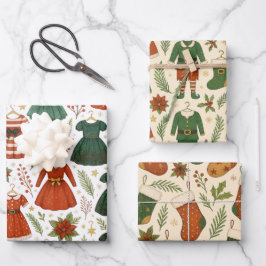 Papel de Regalo Ropa de Navidad Geschenkpapier Set