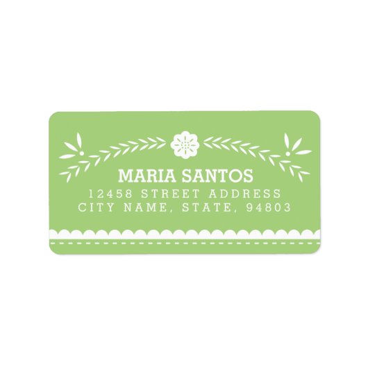 Papel Picado Address Labels - Grün Adressaufkleber (Vorne)