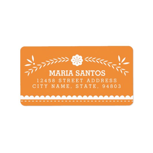 Papel Picado Address Labels - Orange Adressaufkleber (Vorne)