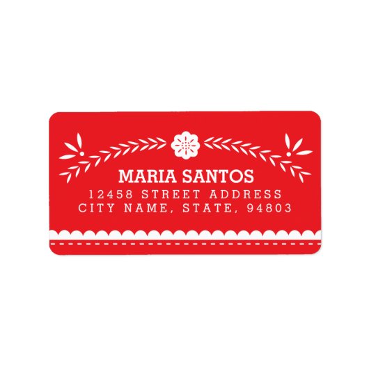Papel Picado Address Labels - Red Adressaufkleber (Vorne)
