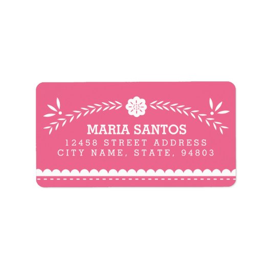 Papel Picado Adress Labels - Rosa Adressaufkleber (Vorne)