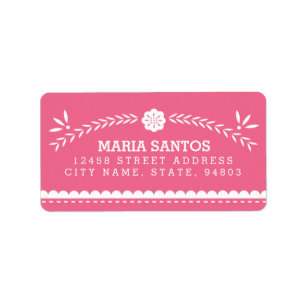 Papel Picado Adressen-Etiketten - Rosa Adressaufkleber