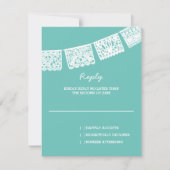 Papel Picado Aqua | RSVP-Karte für Hochzeitserwide RSVP Karte (Vorderseite)