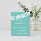 Papel Picado Aqua | RSVP-Karte für Hochzeitserwide RSVP Karte (Stehend Vorderseite)