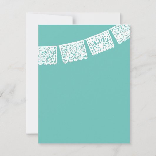 Papel Picado Aqua | RSVP-Karte für Hochzeitserwide RSVP Karte (Rückseite)
