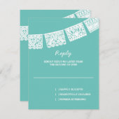 Papel Picado Aqua | RSVP-Karte für Hochzeitserwide RSVP Karte (Vorne/Hinten)