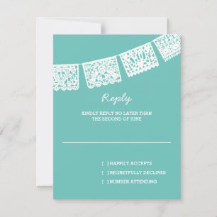 Papel Picado Aqua RSVP-Karte für Hochzeitserwide RSVP Karte