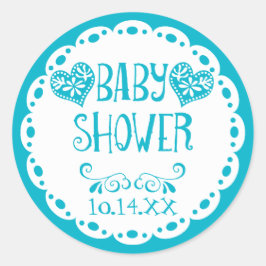 Papel Picado Baby Dusche Pool Blue Fiesta Umschlag Runder Aufkleber