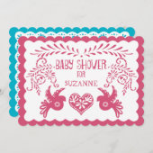 Papel Picado Baby Girl Dusche Pink Blue Fiesta Einladung (Vorne/Hinten)