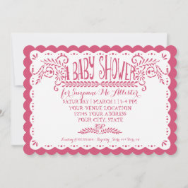 Papel Picado Baby Girl Dusche Pink Lilac Fiesta Einladung