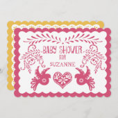 Papel Picado Baby Girl Dusche Rosa Gelbe Fiesta Einladung (Vorne/Hinten)
