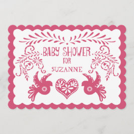 Papel Picado Baby Girl Dusche Rosa Orange Fiesta Einladung