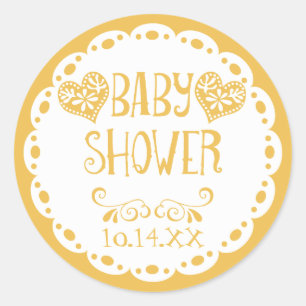 Papel Picado Babydusche Mustard Fiesta Envelope Runder Aufkleber