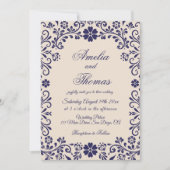 Papel Picado Beige Blue Mexican Wedding Einladung (Vorderseite)