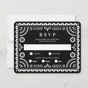 Papel Picado Black RSVP-Karte für Hochzeitserwid RSVP Karte