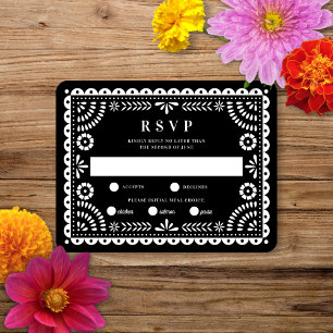 Papel Picado Black   RSVP-Karte für Hochzeitserwid RSVP Karte