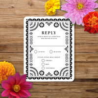 Papel Picado Black | RSVP-Karte für Hochzeitserwid
