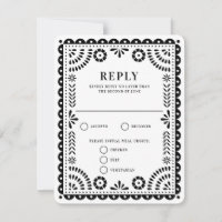 Papel Picado Black | RSVP-Karte für Hochzeitserwid
